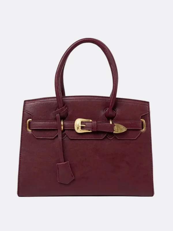 Styvela Burgundy Gold Buckle Handbag